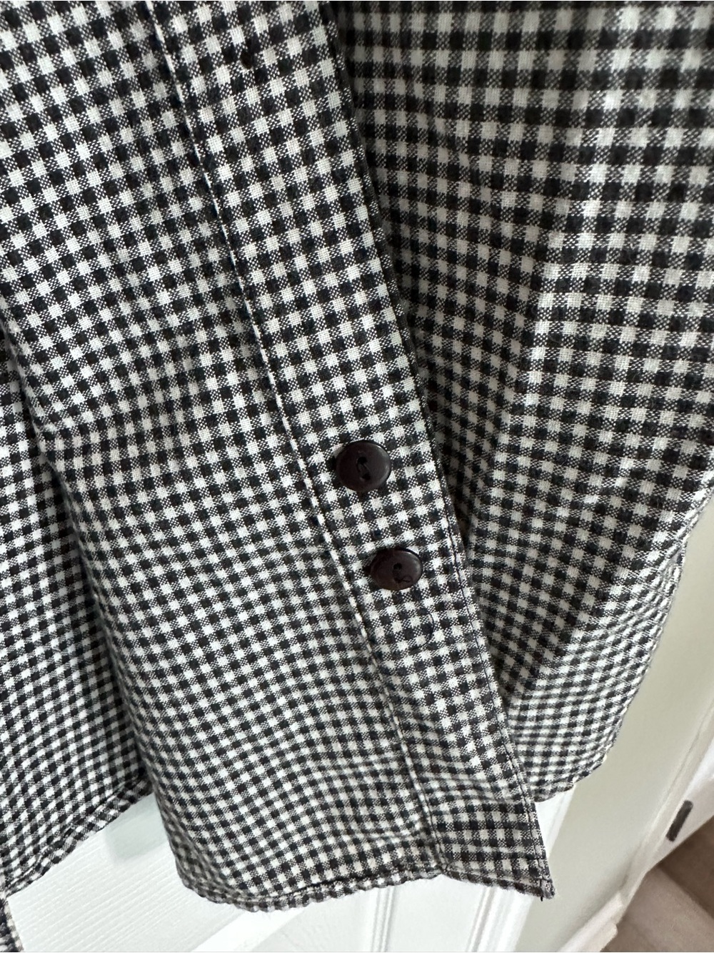 Studio Collection Woman Hallloween-Themed Black & White Gingham Button-Down - Picture 6 of 6